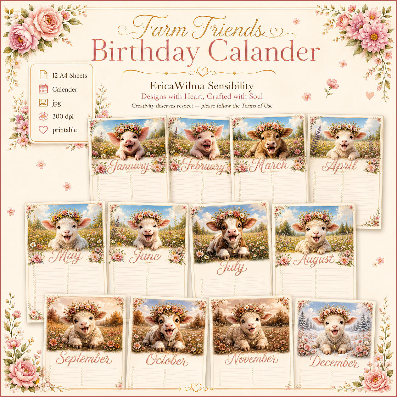 (image for) EW AI Birthday Calander Farm Friends 2026